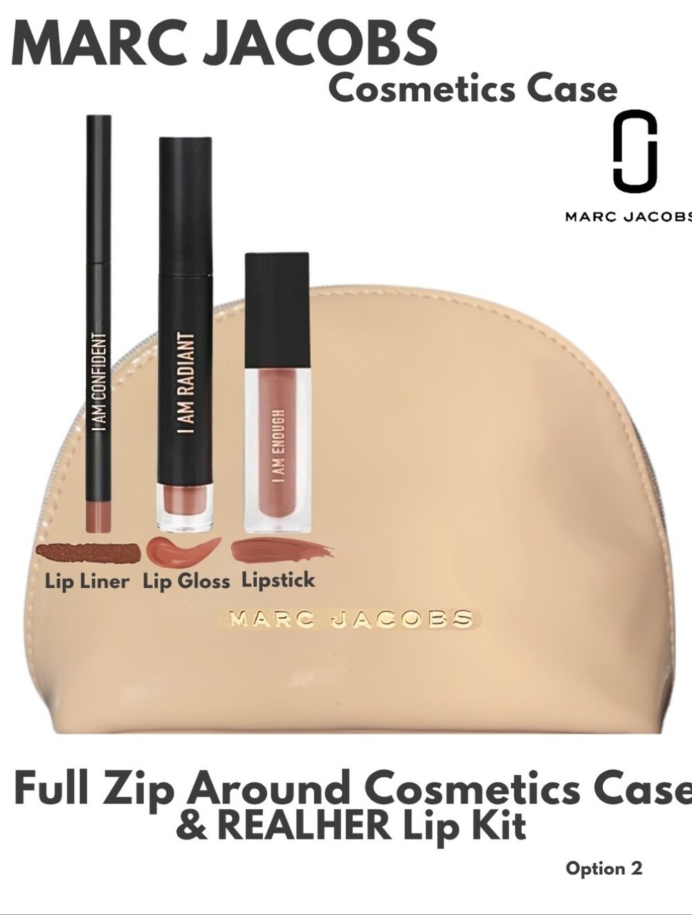 MARC JACOBS Patent Nude Cosmetics Case Clutch + REALHER Summer Lip Kit New Boxed